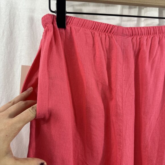 A New Day Coral Linen Wide Leg Pull On Drawstring Pants Womens Size S Beach - Picture 14 of 14